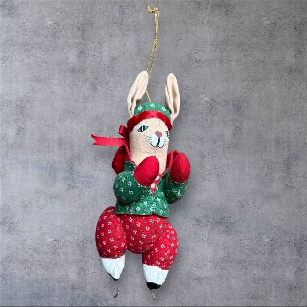 Vintage Fabric Ice Skate Rabbit Ornament - House of Hatten - Made in Philippines - Picture 2 of 7